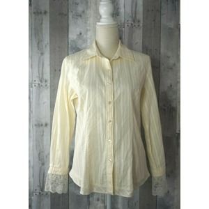 J. Jill Long Sleeve Lace Button Up Shirt S